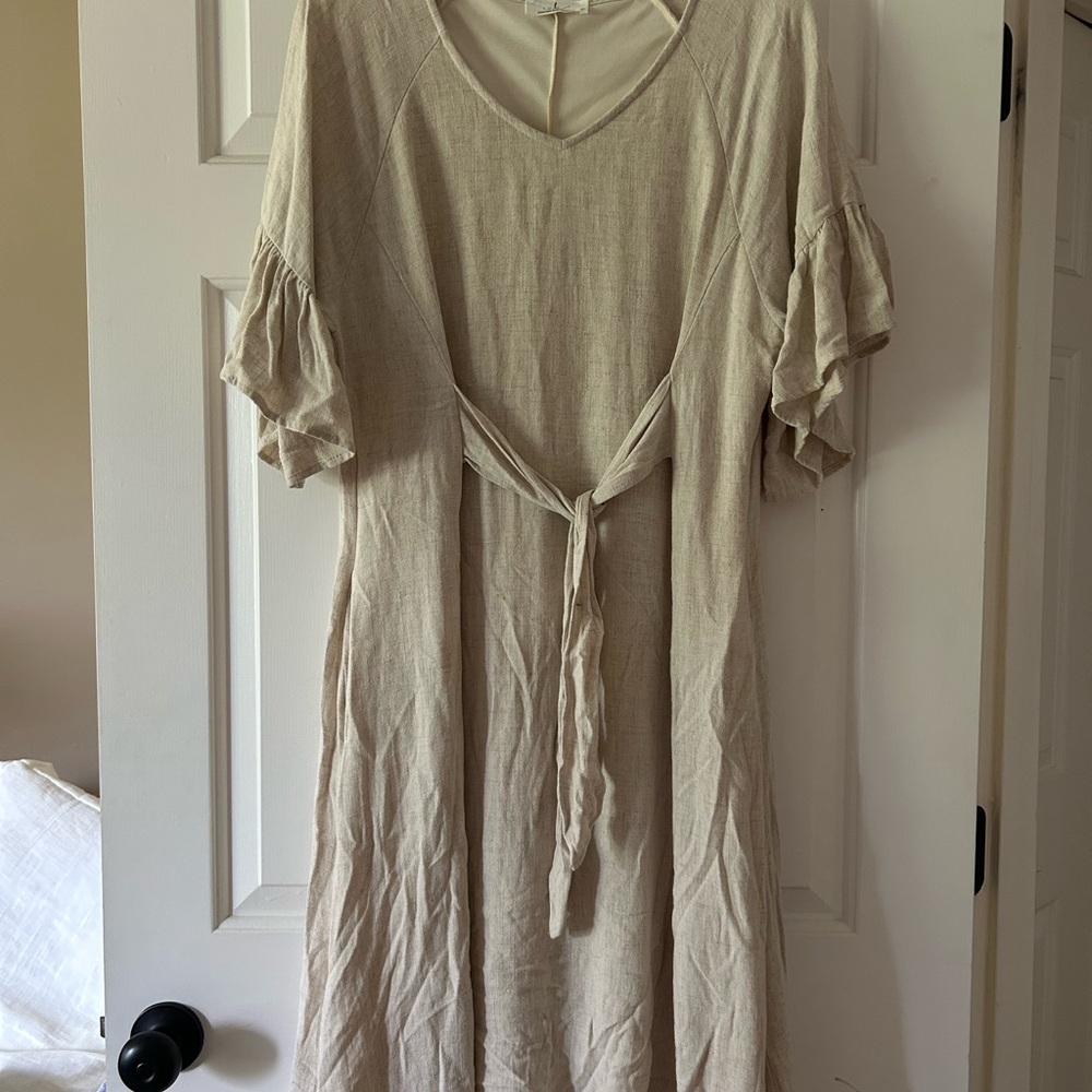 Linen Tie-Waist Easter Dress - Large